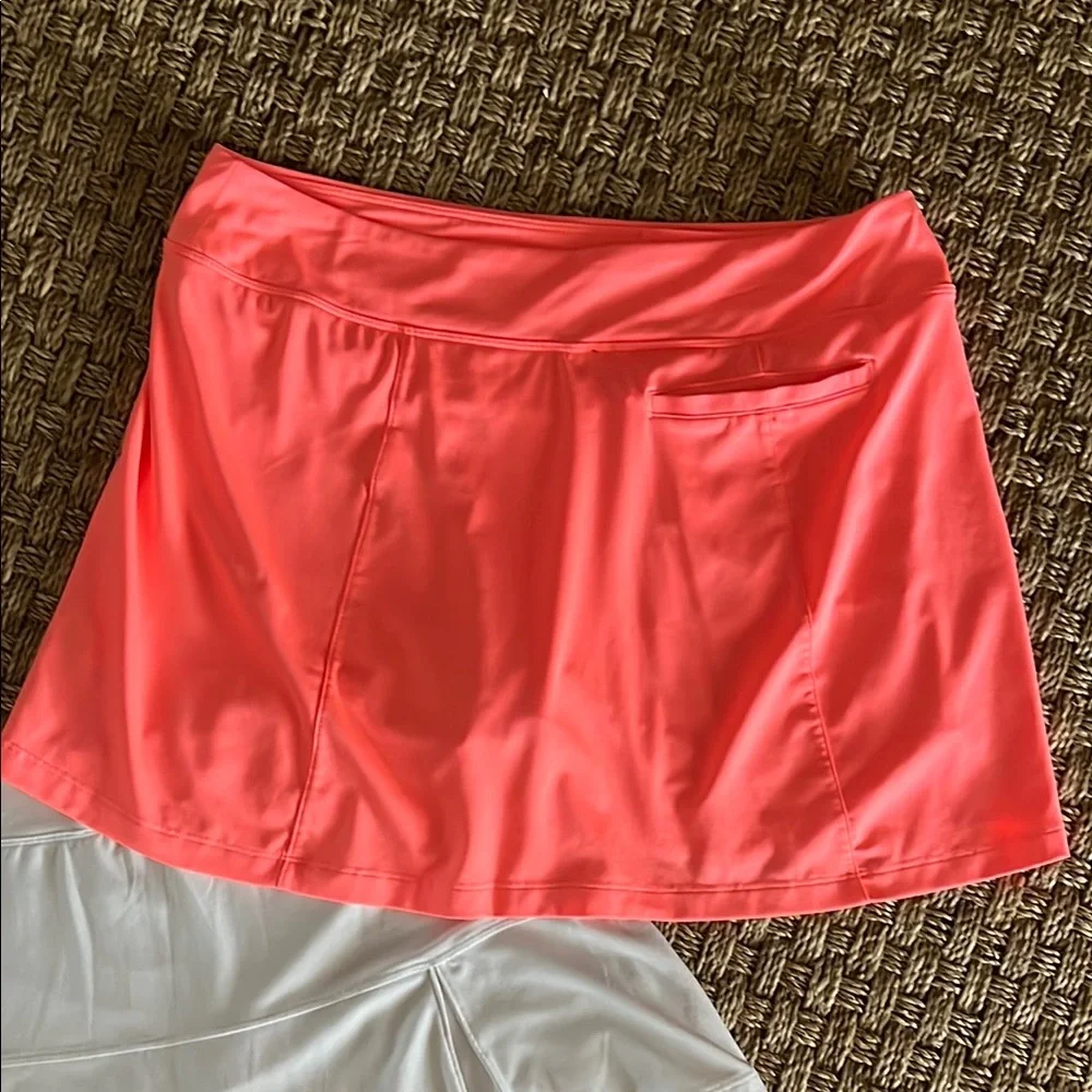 Nike Women's Bright Coral and White Skorts - Picture 5 of 10